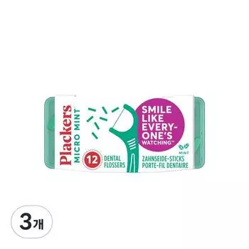 Flackers Micro Mint Travel Case Dental Floss, 12 Pack, 3 Pieces