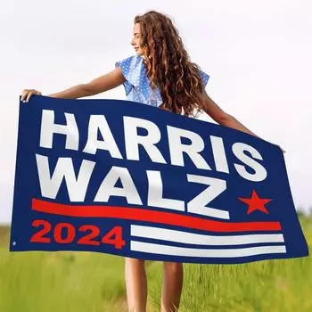 Флаг 2024, наружный, 3-слойный, 240D полиэстер, 2024, флаг, шитье, 4 ряда ниток с холщовым хедшотом и латунными люверсами для оконной стены во дворе