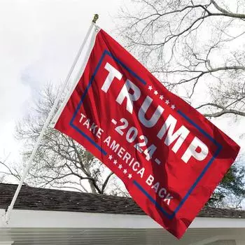 Флаг 2024, наружный, 3-слойный, 240D полиэстер, 2024, флаг, шитье, 4 ряда ниток с холщовым хедшотом и латунными люверсами для оконной стены во дворе One Size