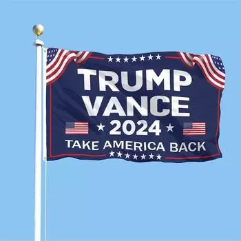 Флаг 2024, наружный, 3-слойный, 240D полиэстер, 2024, флаг, шитье, 4 ряда ниток с холщовым хедшотом и латунными люверсами для оконной стены во дворе