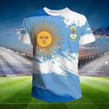 Флаг Аргентины с национальным гербом, новая модная летняя мужская женская футболка городского отдыха, свободная форма футбольного клуба, одежда большого размера XXL
