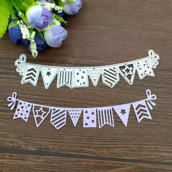 Флаг Баннер Вырубной Штамп Скрапбукинг Тиснение Форма Бумага Изготовление Карточек Декор Альбома серебряный