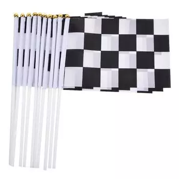 Flag Car Racing Racing Party Waving Flags Check Flag Racer Checkered Flags Racing Polyester Flags 10Pcs