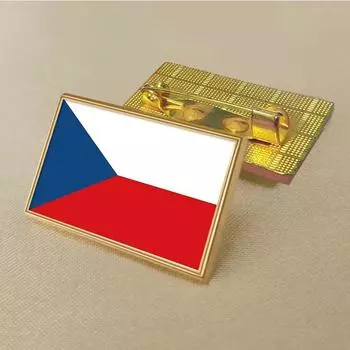 Флаг Чехии Брошь 2,5*1,5 см Сплав Цинка Литье под давлением ПВХ Цветное Печатное Покрытие Золотой Прямоугольник
