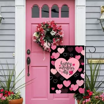 Флаг для сада Leeseph ко Дню святого Валентина 11,8x17,7 дюймов, двухсторонняя мешковина для украшения дома на открытом воздухе ко Дню святого Валентина (ТОЛЬКО ФЛАГ) 30 x 45cm