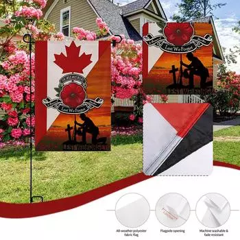 Флаг Дня памяти, чтобы мы не забыли ветеранов, садовый флаг, 12 X 18 дюймов, двухсторонний, военные солдаты ветераны патриотическое украшение двора на открытом воздухе красный