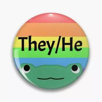 Флаг гордости, лягушка, местоимение, кнопка, они, он, настраиваемая мягкая кнопка, булавка, креативная булавка на лацкане, металлический значок, мультяшная брошь, шляпа, мода