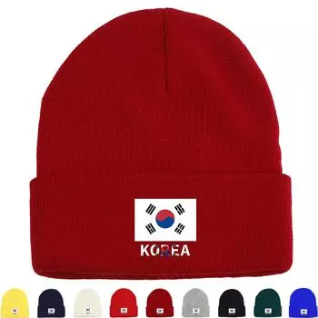 Флаг Южной Кореи Принт Вязаная Шапка Шапка, Шапки Skullies Зима Осень Досуг Головной Убор Вязаная Шапка Шапка as the picture жёлтый