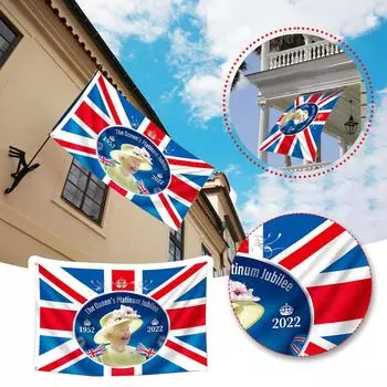 Флаг Platinu-m Jubile-e, украшения GB Unio-n Jack к 70-летнему юбилею 2022 года, флаг с изображением Его Величества 2022 года One Size