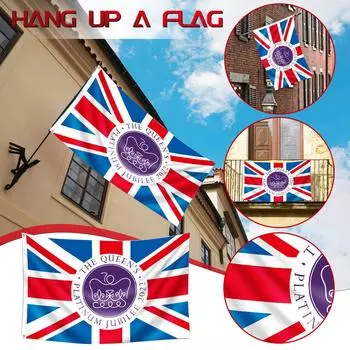 Флаг Platinu-m Jubile-e, украшения GB Unio-n Jack к 70-летнему юбилею 2022 года, флаг с изображением Его Величества 2022 года One Size