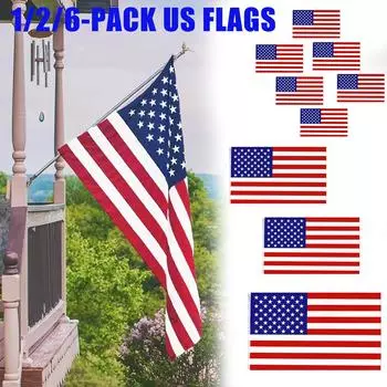 Флаг США 3x5 футов, цветной и устойчивый к выцветанию флаг США для наружного использования с двойной строчкой, латунные люверсы One Size красный