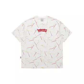 Флагманская повседневная спортивная футболка Li-Ning с коротким рукавом и круглым вырезом, мужские топы, белые AHSP835-1 XXL