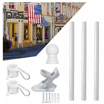 Флагшток для грузовика, металлический комплект для крепления флагштока для грузовика, прочный флагшток с держателем для сцепного устройства для автомобиля, пикапа, внедорожника, крыльца, двора белый
