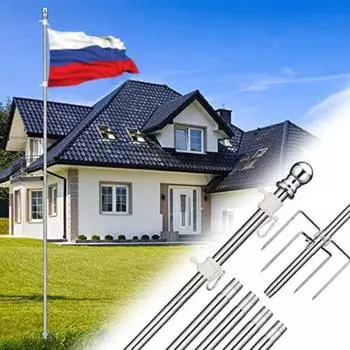 Флагшток для уличного дома - 9 футов (2.7м) Подставка для флага на открытом воздухе в патио, устойчивая к атмосферным воздействиям и ржавчине 2.7M чёрный