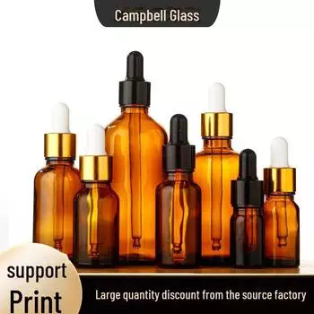 Флакон-капельница для эфирного масла из коричневого светонепроницаемого стекла объемом 10 мл с резиновой пипеткой 5ml glue drop cap чёрный