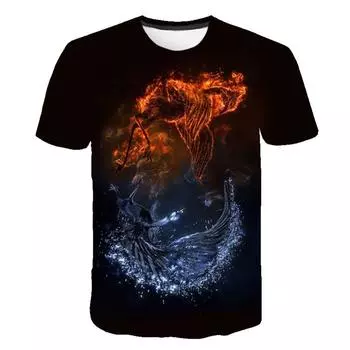 Flame 2023, новые модные футболки, одежда, летняя повседневная одежда с героями мультфильмов, детские футболки с короткими рукавами и круглым воротником для детей 1-14 лет 100