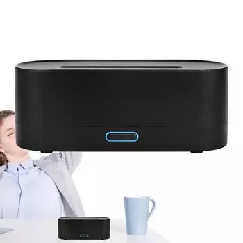 Flame Diffuser Portable Rechargeable Room Humidifier Waterless Auto-Off Protection Simulated Flame Oil Diffuser Quiet Humidifier Black