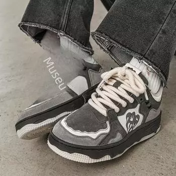 Flame Mountain Women s Retro Trendy Sneakers: Stylish Deconstructed Design for Casual Comfort 35 серый/чёрный