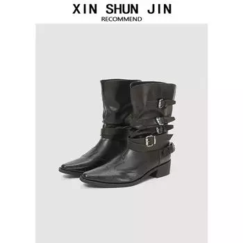 Flame Pattern Martin Boots Women s Summer Pointed Heel Rivet Short Boots Western Cowboy Boots 35