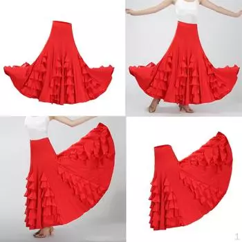 Фламенко, бальные танцы, вальс, современная длинная юбка из однотонного материала, как описано