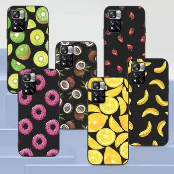 Flamingo Fruits Luxury Case for Xiaomi Redmi Note 9S 9 11 10 8 Pro 9C 9 K40 9A 7 8T 7A 9T Soft Silicone Coque Black Phone Cover Redmi K40