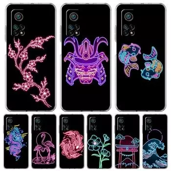 Flamingo Neon Flower Wave Art Phone Case For Xiaomi Mi 12T 10 12 Lite 11 Ultra 11X 11T Pro 11i Poco X4 X3 NFC F3 M3 M4 5G Cover Xiaomi 12
