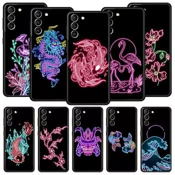 Фламинго неоновый цветок волна искусство мягкий чехол для телефона Samsung Galaxy S23 S22 S21 S20 FE Ultra 5G S10 S10E S9 S8 Plus 10 20 крышка Samsung S21 Plus