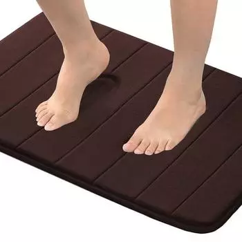 Flamingo P Мягкие нескользящие впитывающие коврики для ванной комнаты Коврики для ванной комнаты из пены с эффектом памяти для ванной комнаты (Коричневый полосатый узор, размер: Ш20 х Д32)