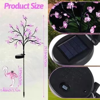 Фламинго солнечные фонари на колышках уличные розовые фламинго декор садовые фламинго украшения для двора светодиодные фламинго украшения для двора газон патио 1 piece разноцветный