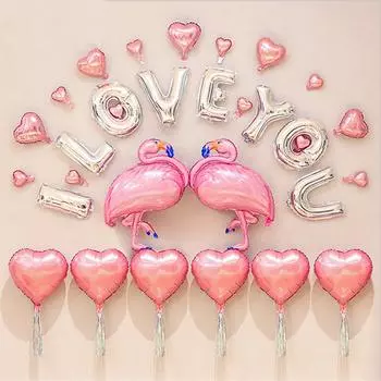 Фламинго украшение на свадьбу вечеринка розовый милый предложение свадьба девушка день рождения романтический Я ЛЮБЛЮ ТЕБЯ шар сердце шар набор из 31 розовый