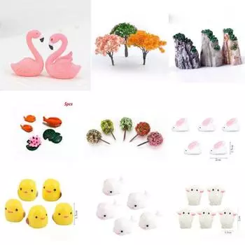Фламинго Животное Свинья Дерево Бонсай Мясистые Украшения Мох Микро Ландшафт Декоративный Сказочный Сад Миниатюрный Подарок Украшения Сделай Сам