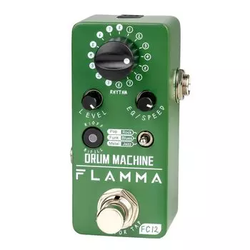 FLAMMA FC12 Drum Machine with FILL Function Guitar Drummer Pedal 6 Types of Music Up to 48 Drum Grooves Tap Tempo EQ Preset Drummer Green Real-time