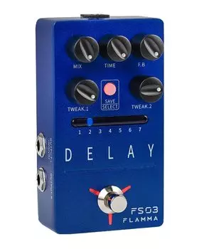 FLAMMA FS03 Stereo Digital Delay Pedal Guitar Effects Pedal 80 Seconds Looper 6 Effects Saveable Preset Tap Tempo Trail On Function Blue Stereo