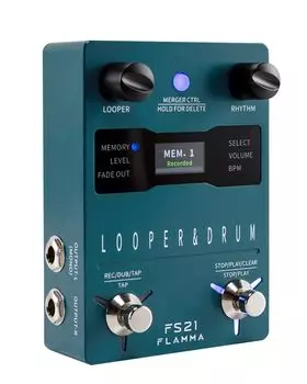 FLAMMA FS21 Драм-машина Looper Pedal 160 минут записи 100 барабанов с поддержкой грува Программное обеспечение для редактирования Управление внешним педальным переключателем Зеленый