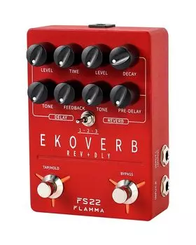FLAMMA FS22 Педаль эффектов задержки и реверберации для гитары Red Effector ATMOSPHERE Стерео цифровая педаль эффектов с функцией Tap Tempo Freeze Trail-on