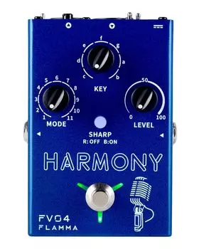 FLAMMA FV04 Harmony вокальный процессор педаль эффектов реверберация 12 тональностей 11 различных режимов гармонии 48 В фантомное питание синяя педаль гармонии