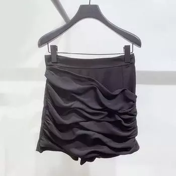 Флан Франция Нишевый Стиль Осень и Зима Банкет Плиссированная Юбка Black M