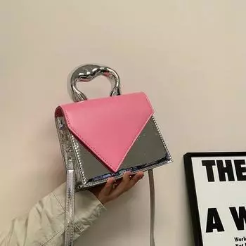 ФланельМаленькая квадратная сумка с магнитной застежкой, контрастная по цвету сумка с крестообразной вышивкой, универсальная мини-портативная усовершенствованная нишевая сумка из ПУ