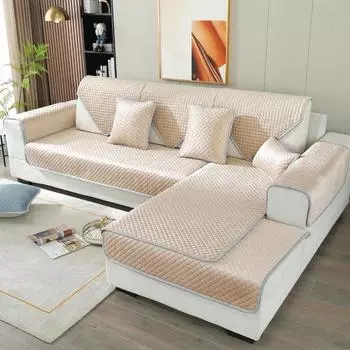 Фланелетовая ромбовидная клетчатая диванная подушка, зимняя теплая бежевая нескользящая простая подушка для дивана, семейная подушка с откидной спинкой, наволочка 50x50cm