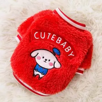 Фланелевая одежда для собак осень и зима наклейки вышитый плюшевый мишка маленькая собака двухногая флисовая одежда для питомца L (recommended weight 8-5.5 kg)