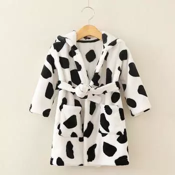 Фланелевая пижама для мальчиков и девочек, халат, осенне-зимняя детская одежда для сна, мягкая детская домашняя одежда с капюшоном 140cm