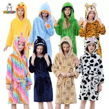 «Фланелевая пижама и халат с капюшоном Michley Kids Cartoon» 4-5 Years