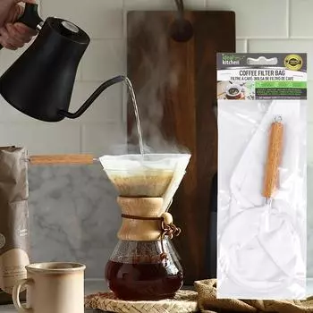 Фланелевая ручка для кофейного фильтра с фильтрующим мешком, набор капельных кофейников для заваривания кофе 1pc белый