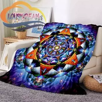 Фланелевое кашемировое теплое и мягкое модное одеяло «Цветок жизни», плюшевое одеяло для дивана-кровати, одеяло для пикника 75x90cm