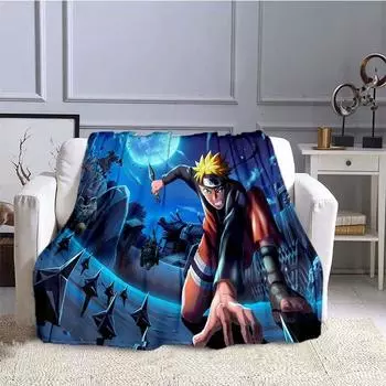 Фланелевое одеяло с 3D принтом Наруто из мультфильма Наруто для кроватей, походов, пикника, модное покрывало, 30 стилей 75x90cm