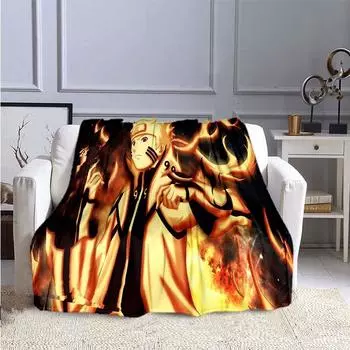 Фланелевое одеяло с 3D принтом Наруто из мультфильма Наруто для кроватей, походов, пикника, модное покрывало, 30 стилей 75x90cm