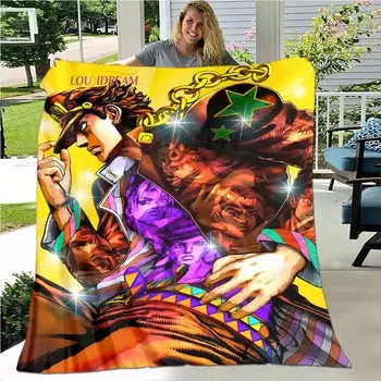 Фланелевое одеяло с 3D принтом «Невероятные приключения Джоджо», мягкое покрывало с мультяшным принтом, покрывало для дивана, одеяло 75x90cm
