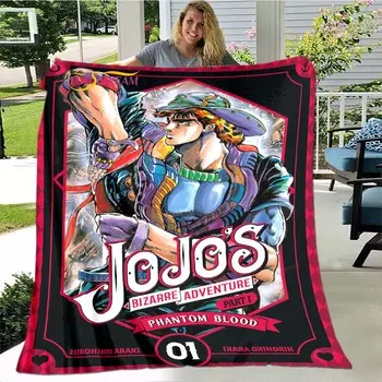 Фланелевое одеяло с 3D принтом «Невероятные приключения Джоджо», мягкое покрывало с мультяшным принтом, покрывало для дивана, одеяло 75x90cm