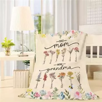 Фланелевое одеяло с цветочным принтом, подарок на День матери, одеяло на все времена года для спальни, офиса, общежития, школы, теплое легкое одеяло, пригодное для машинной стирки S белый