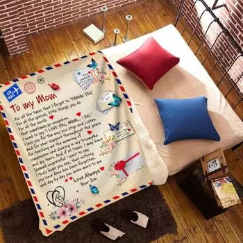 Фланелевое одеяло с надписью «Письмо» Подарок на День матери Украшение для кровати и дивана Максимум S